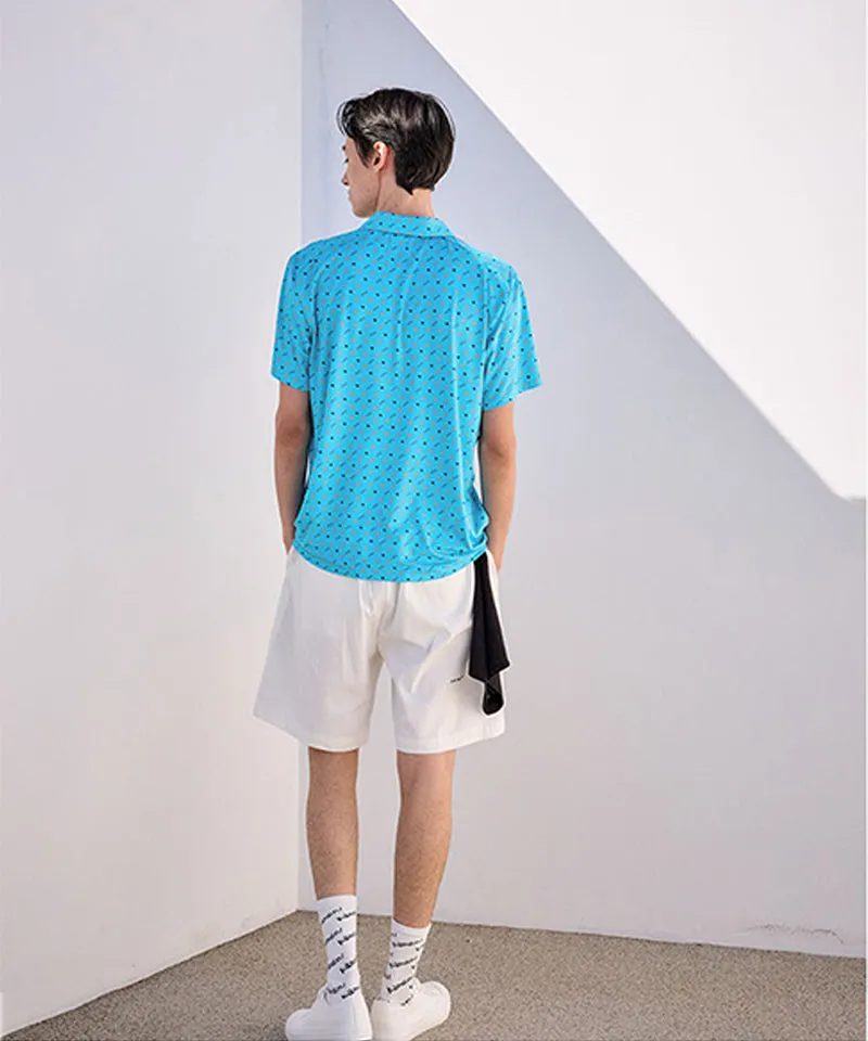 KANDINI Air Flow Printed Polo (Unisex) - Blue