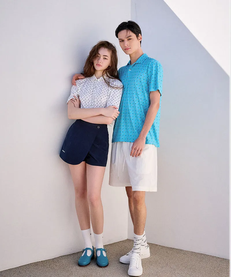 KANDINI Air Flow Printed Polo (Unisex) - Blue