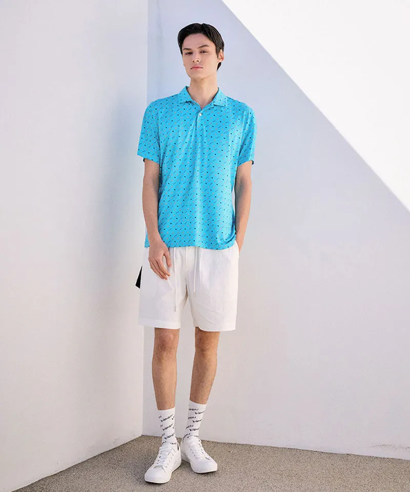 KANDINI Air Flow Printed Polo (Unisex) - Blue