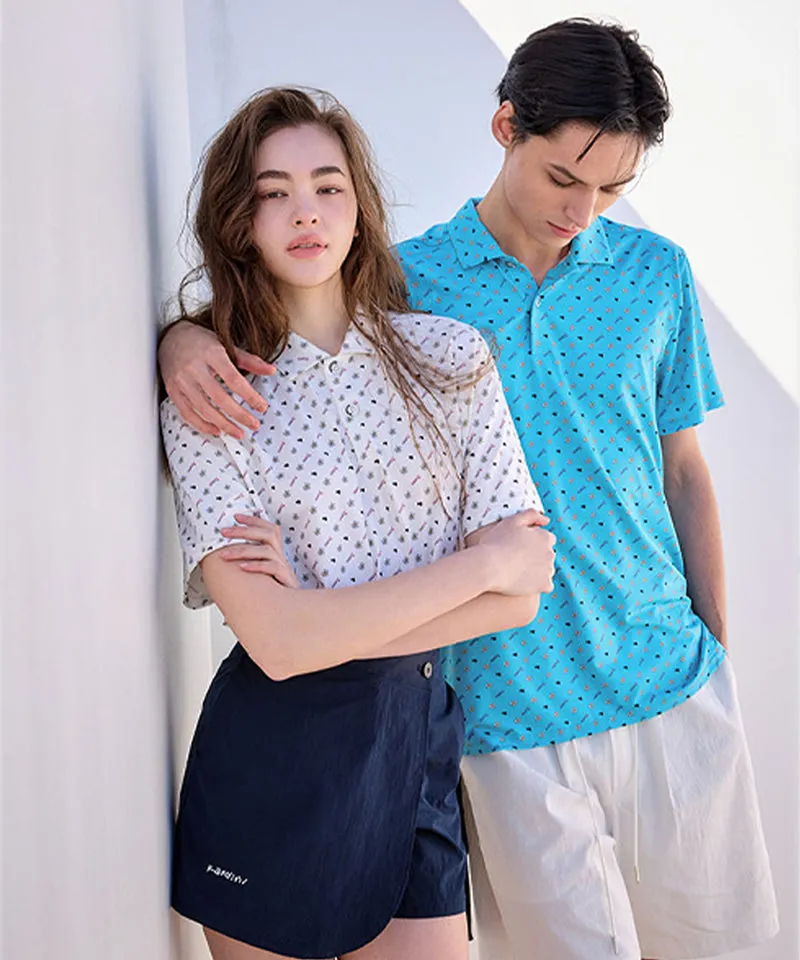 KANDINI Air Flow Printed Polo (Unisex) - Ivory