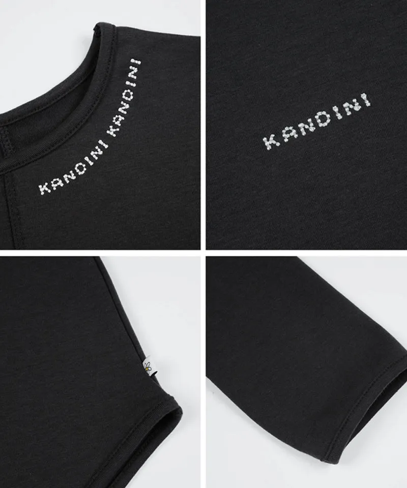 KANDINI Round Embroidered T-Shirt - Charcoal