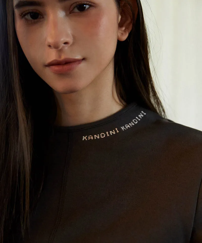 KANDINI Round Embroidered T-Shirt - Charcoal