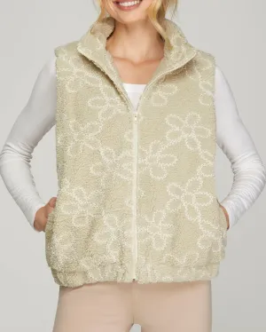 Kenna Floral Teddy Bear Vest- Stone