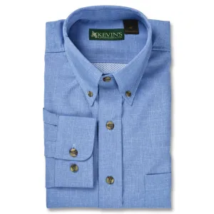 Kevin's Solid Blue Performance Long Sleeve Fishing Shirt