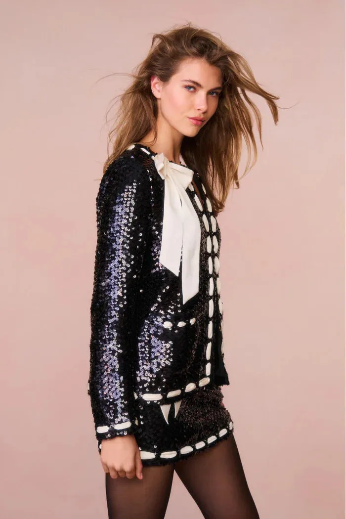LOVE SHACK FANCY Rosina Ribbon Sequined Jacket