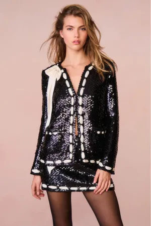 LOVE SHACK FANCY Rosina Ribbon Sequined Jacket