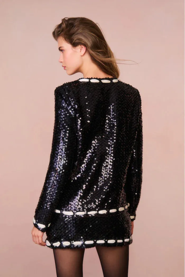 LOVE SHACK FANCY Rosina Ribbon Sequined Jacket