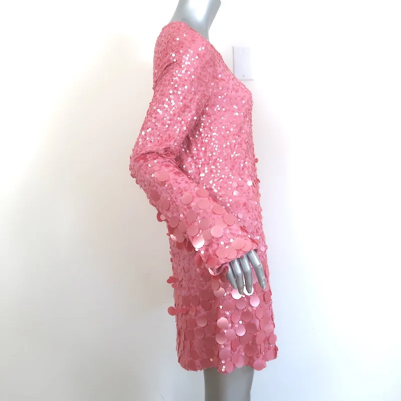 LoveShackFancy Lightning Bell Sleeve Sequined Mini Dress Pink Size Large