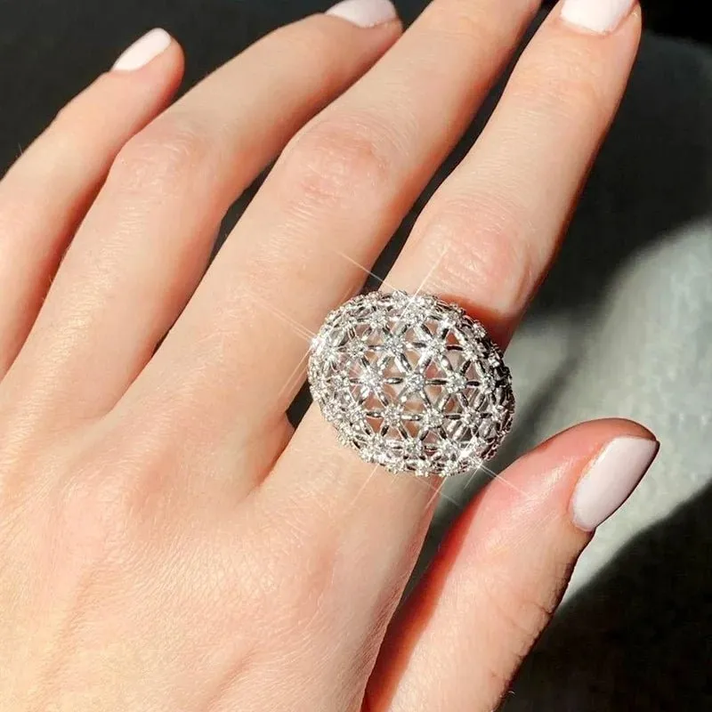 Luxury Cross Zircon Ring Jewelry  Women Anniversary Accessories