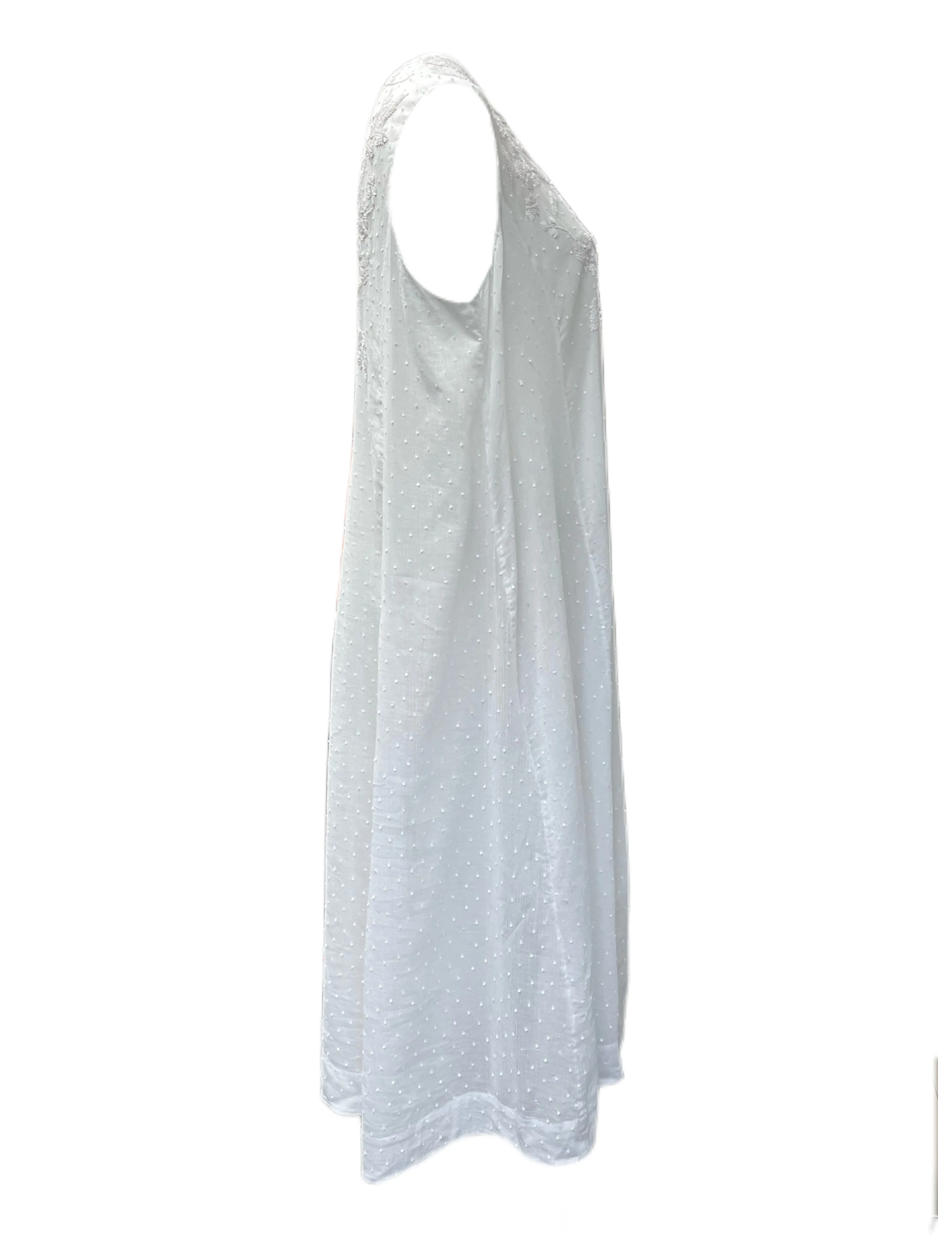 Marina Rinaldi Women's White Decorato Cotton Sequined Maxi Dress Size 22W/31