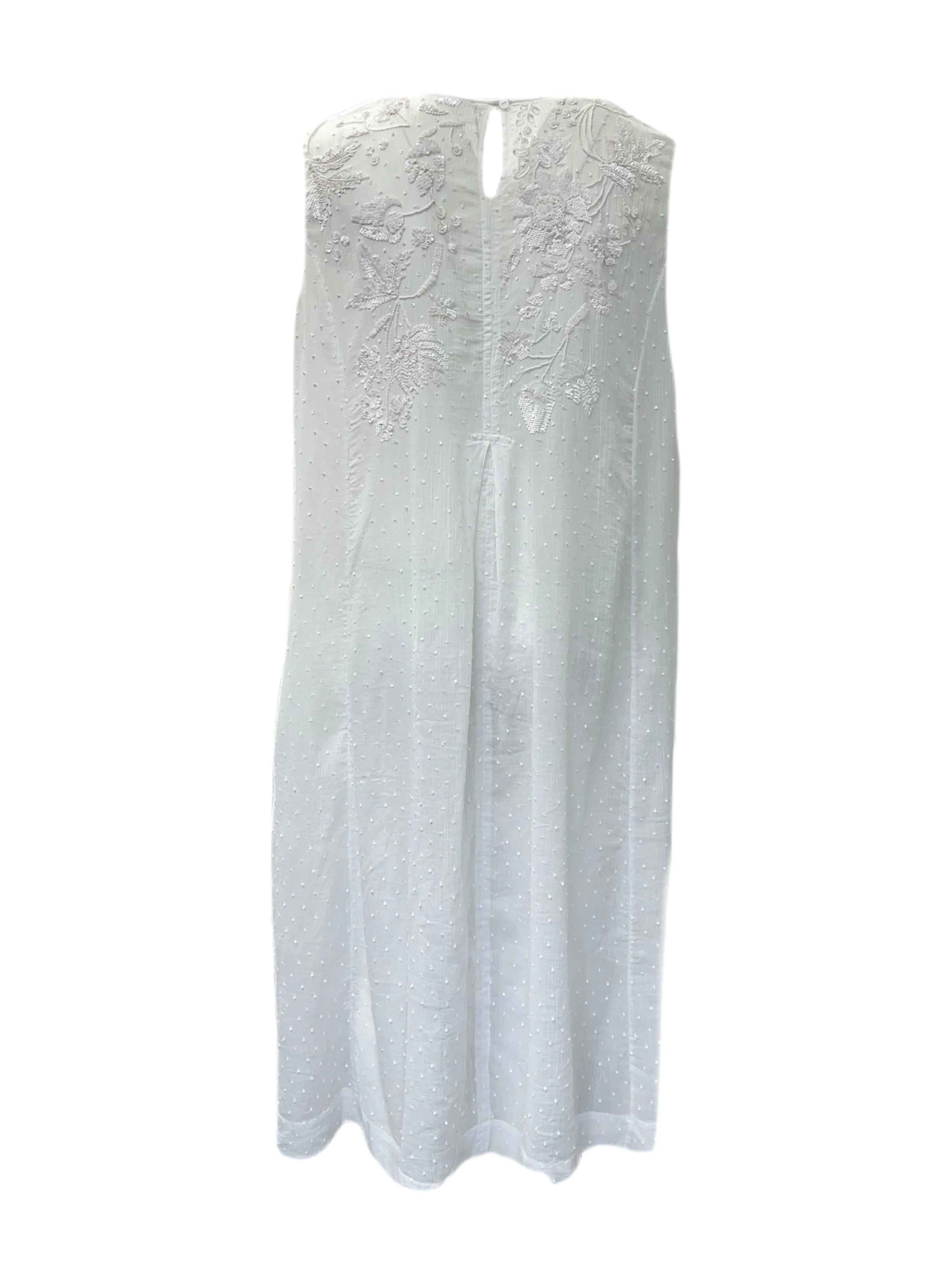 Marina Rinaldi Women's White Decorato Cotton Sequined Maxi Dress Size 22W/31