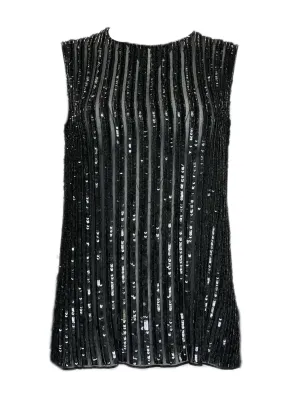 Max Mara Women's Black Asia Sequined Sleeveless Blouse Size 8 NWT
