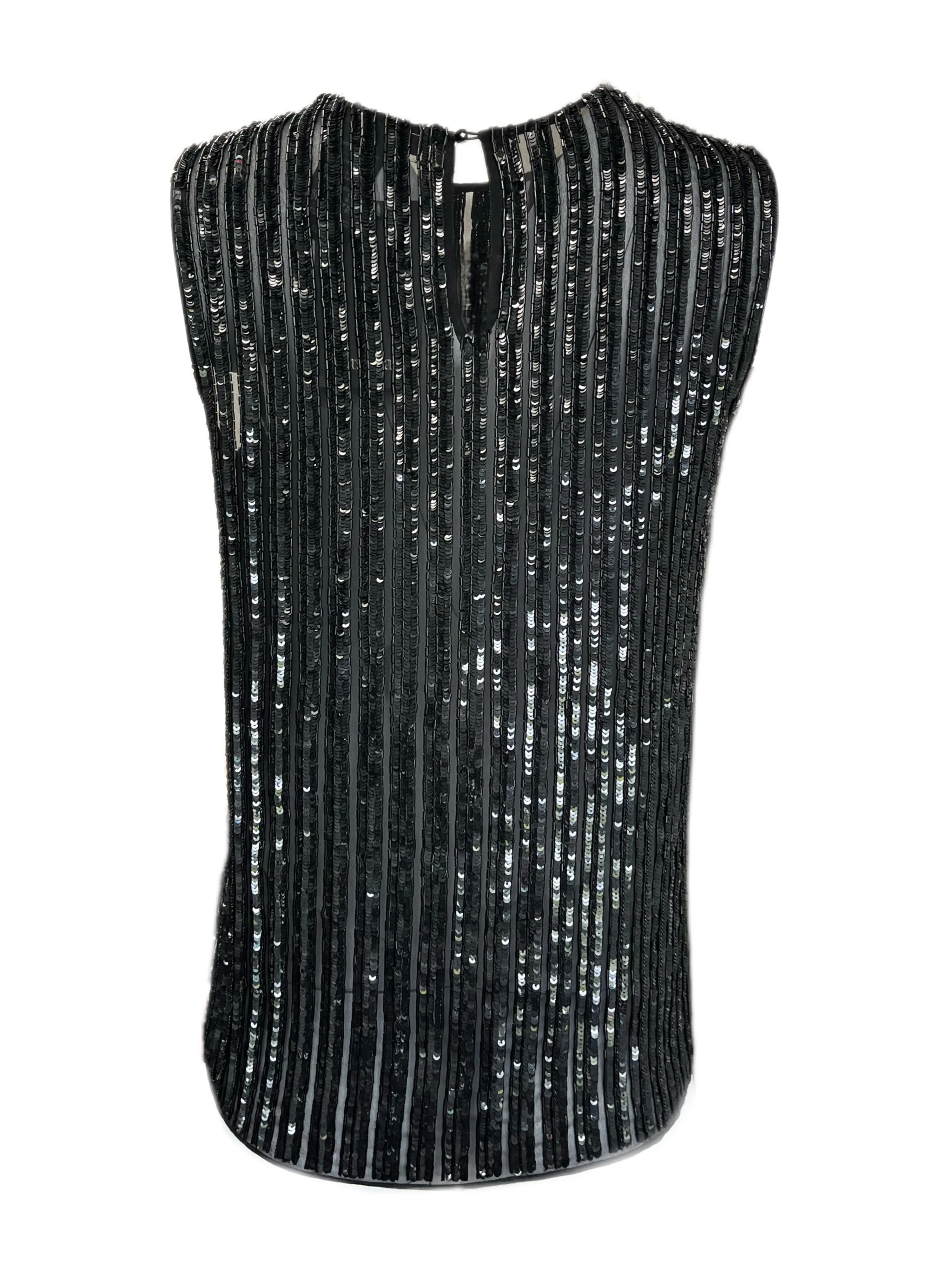 Max Mara Women's Black Asia Sequined Sleeveless Blouse Size 8 NWT