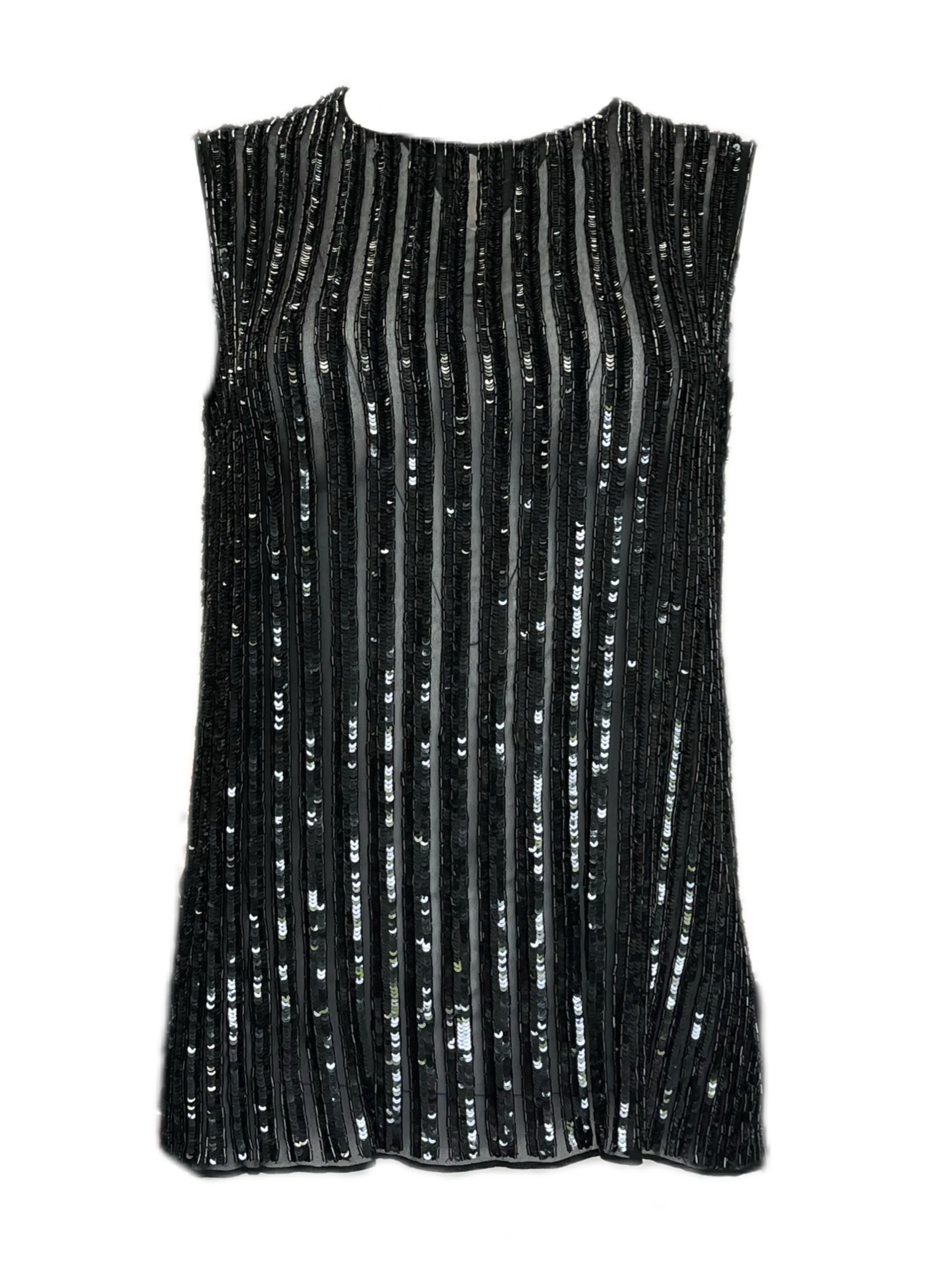 Max Mara Women's Black Asia Sequined Sleeveless Blouse Size 8 NWT