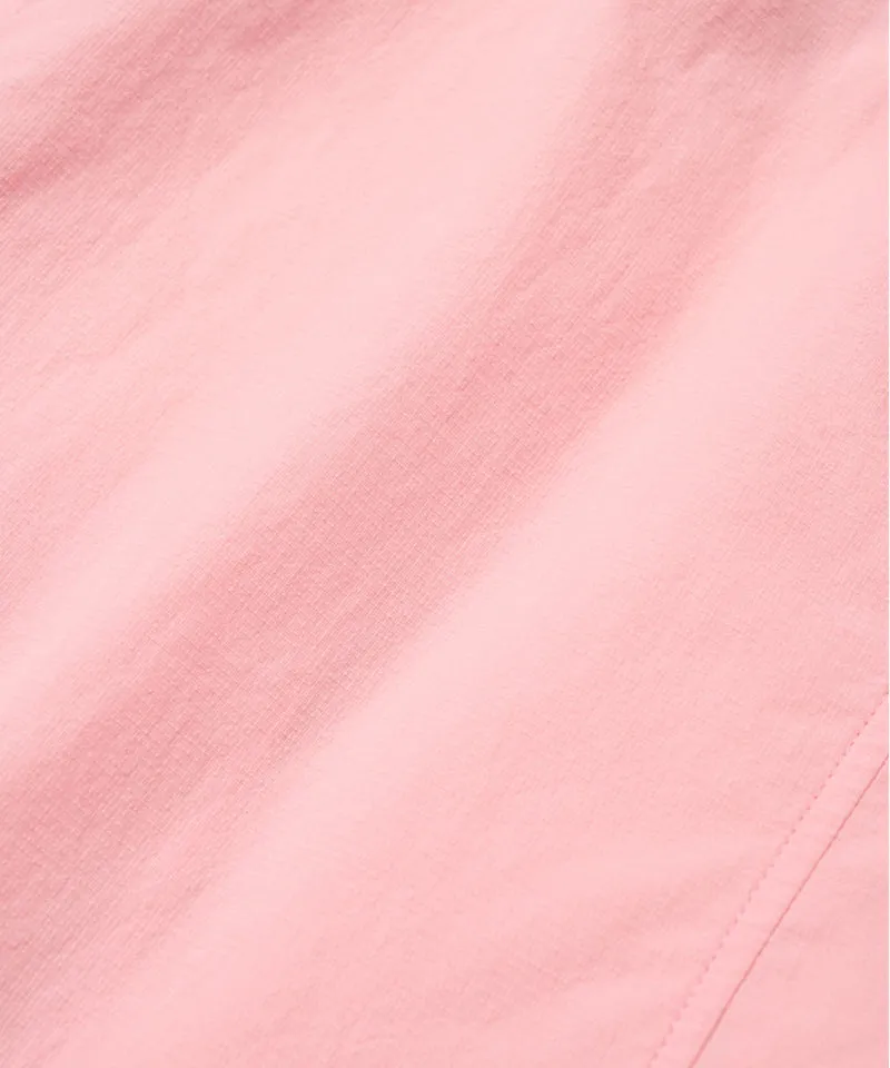 MCC Women's Woven Mesh SS Zip-Up  - Light Pink