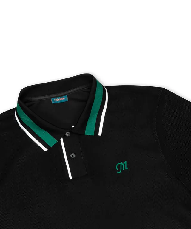 MEASPHERA MEN LOOSE-FIT POLO SHIRT - BLACK