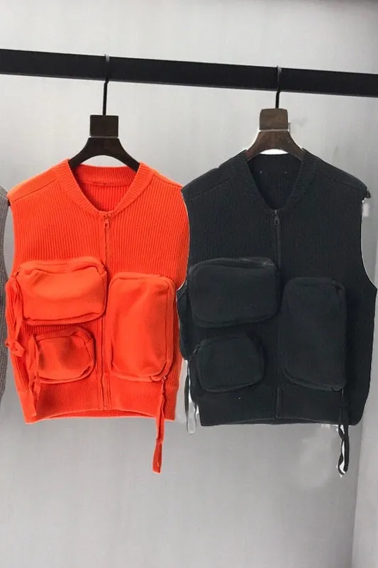 Men and Women's Workwear Vests, Sleeveless Casual Multi-pocket Slim Clothing