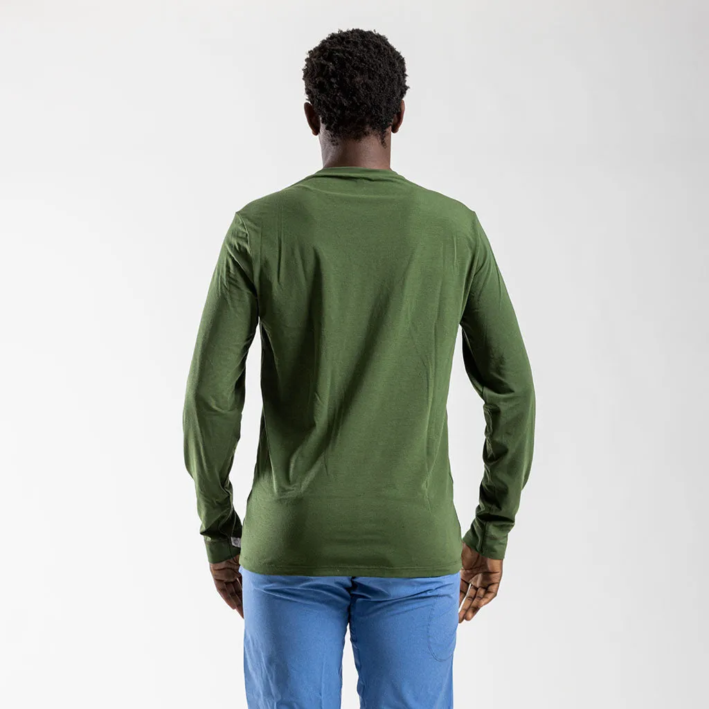 Men's Long Sleeve Merino T Shirt (Olive)