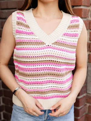 Multi Color Striped Sweater Vest