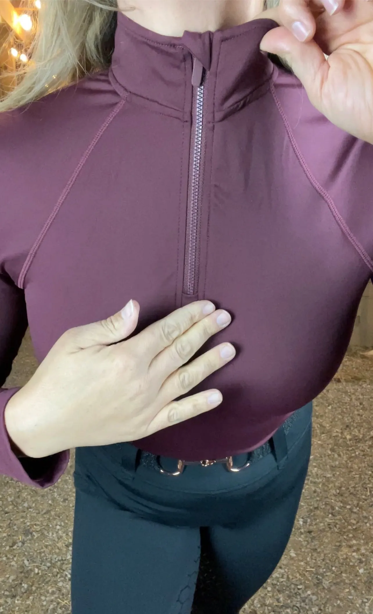 Natalie 1/4 Zip, Rosewood - Long Sleeve