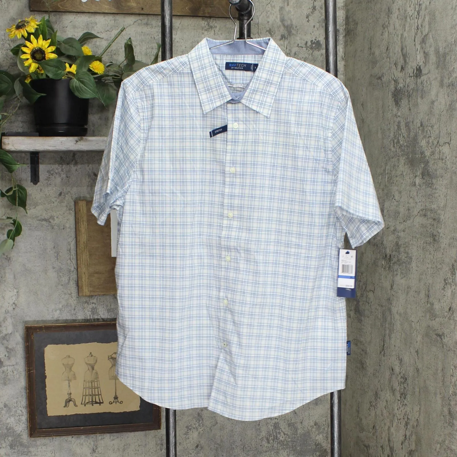 Nautica Navtech Performance Breathable Moisture-Wicking Short-Sleeve Plaid Shirt