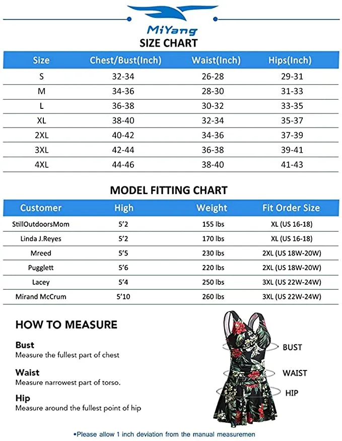 New MiYang Women's Plus-Size Flower Printing Shaping Body One Piece Swim Dresses Swimsuit, Sz XXL!