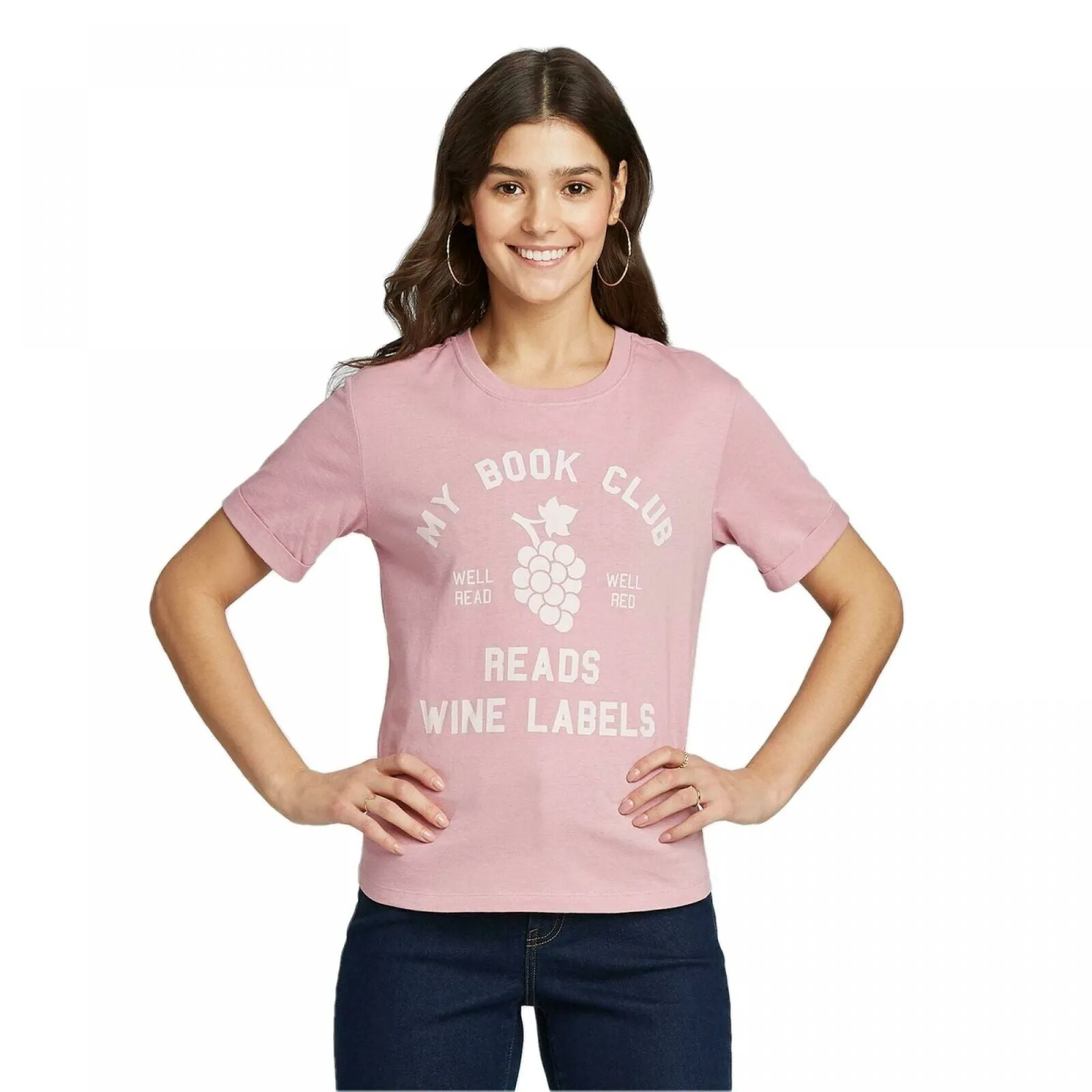 NWT Zoe   Liv Women's My Book Club Reads Wine Labels Graphic T-Shirt X-Small