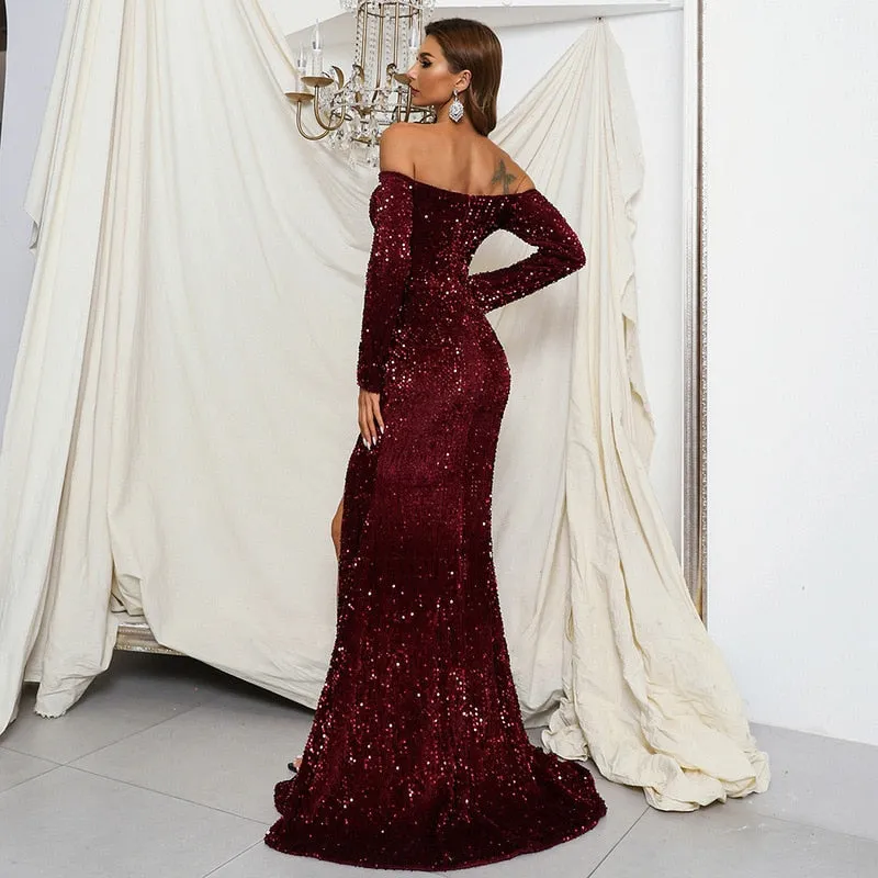 Off the Shoulder Sequin Party Dress
