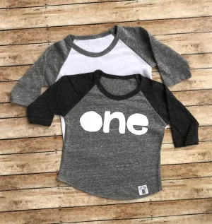 One Shirt - One Birthday Shirt - Birthday Boy Shirt - First Birthday T Shirt - 1st Birthday Shirt Baby Tri-Blend Baseball T Shirt