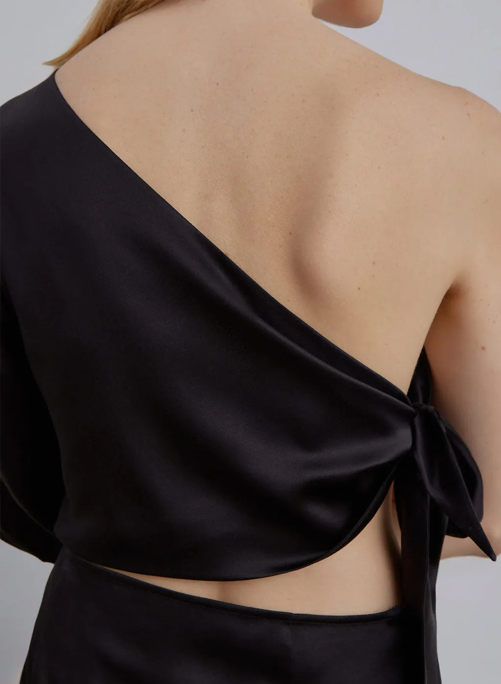 One Shoulder Cut-Out Short Silky Dress