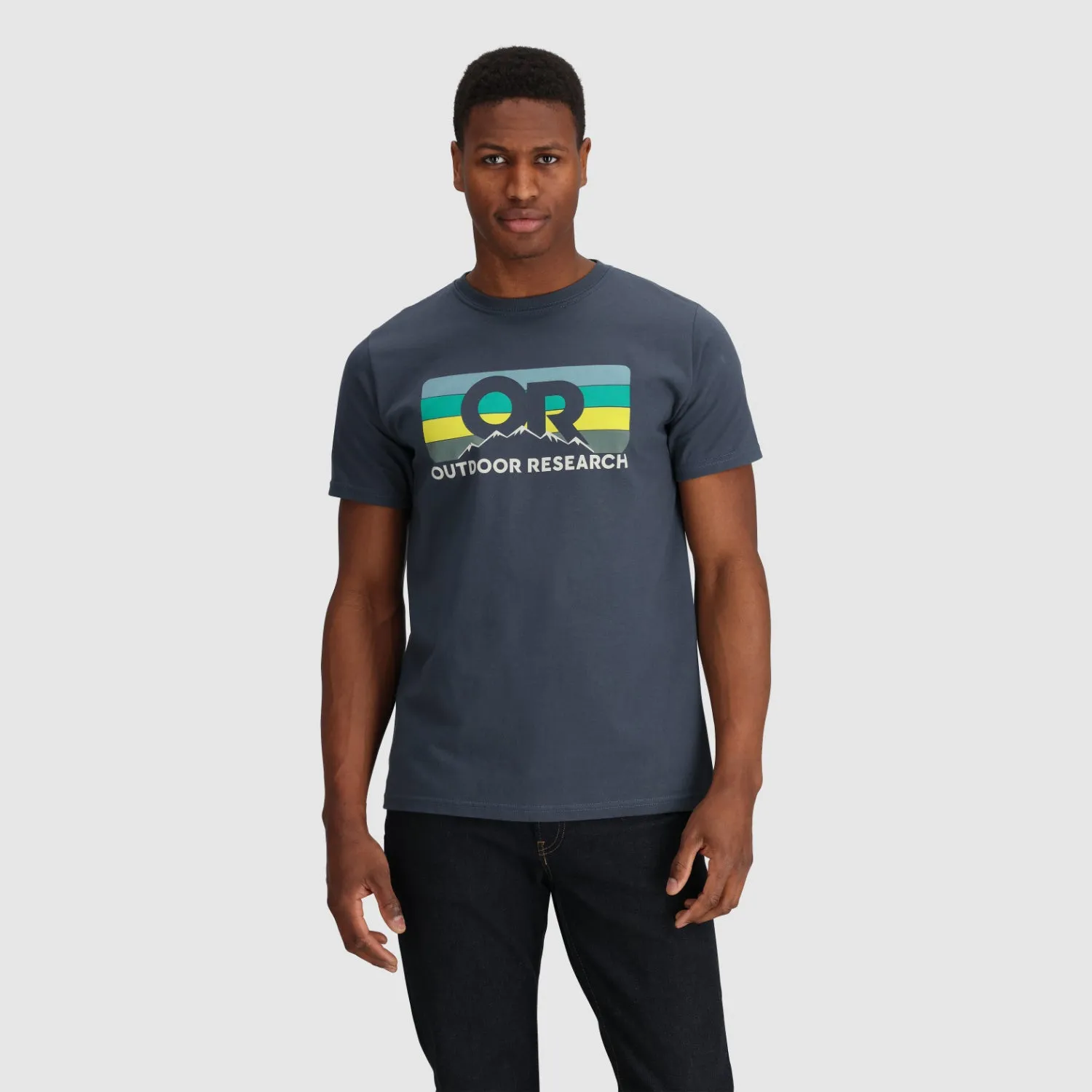 Outdoor Research Advocate Stripe Tee - Naval Blue/Verdant - Unisex (Size L)