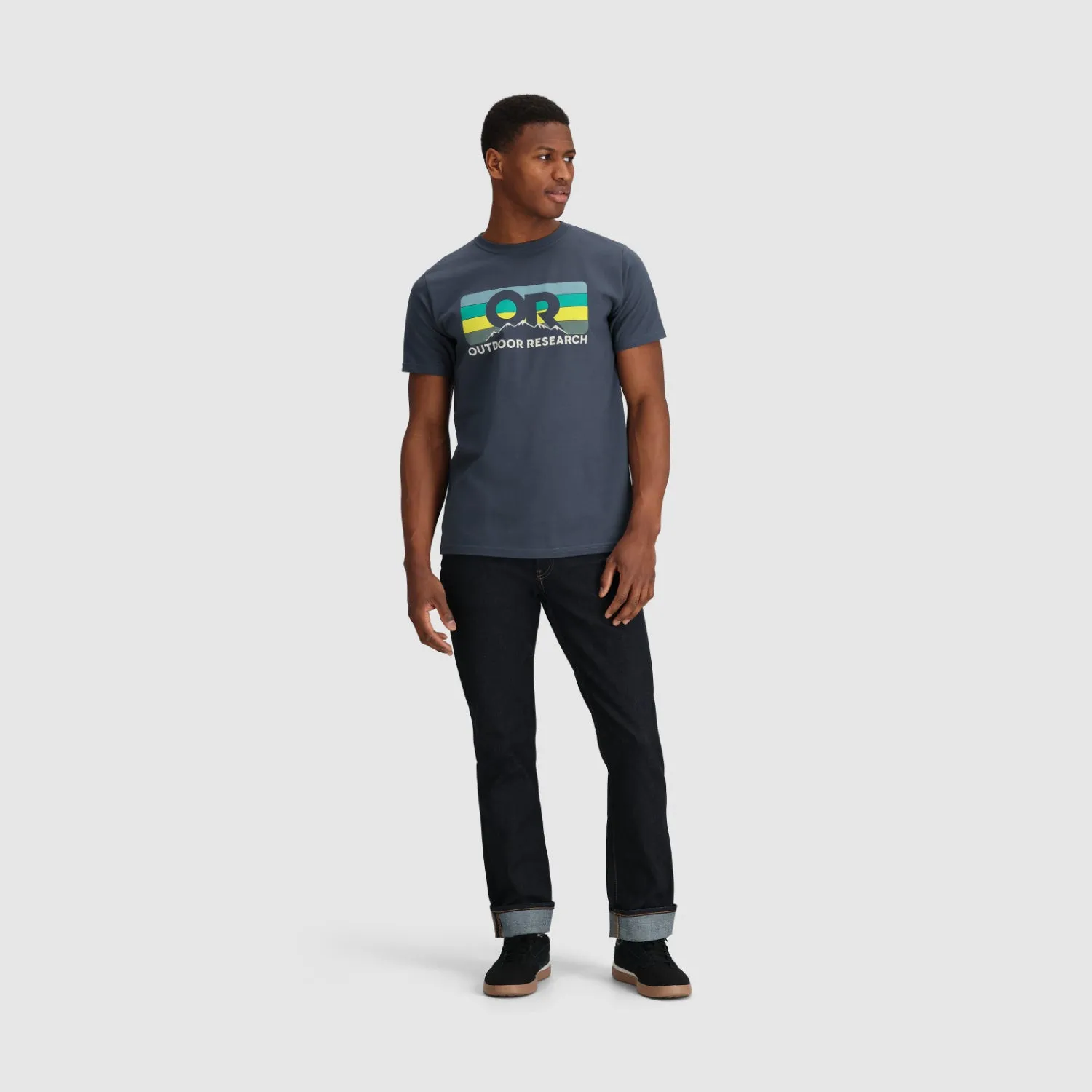 Outdoor Research Advocate Stripe Tee - Naval Blue/Verdant - Unisex (Size L)