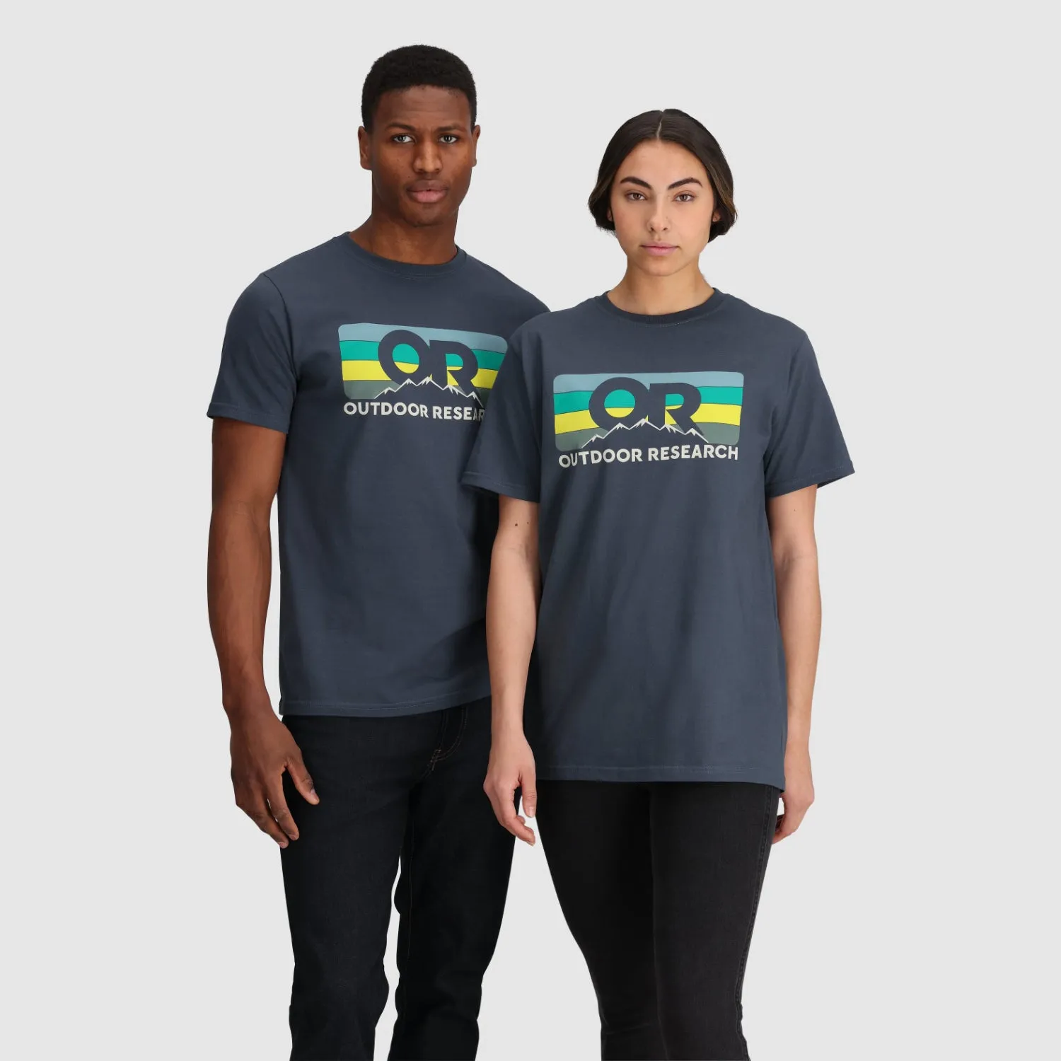 Outdoor Research Advocate Stripe Tee - Naval Blue/Verdant - Unisex (Size L)