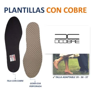 Plantillas Calzado con COBRE elimina olor y absorbe humedad. LAMINADO TRI-CAPA