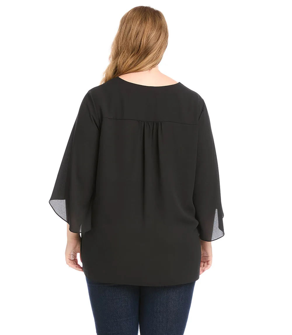Plus Size Bracelet Sleeve Asymmetric Top