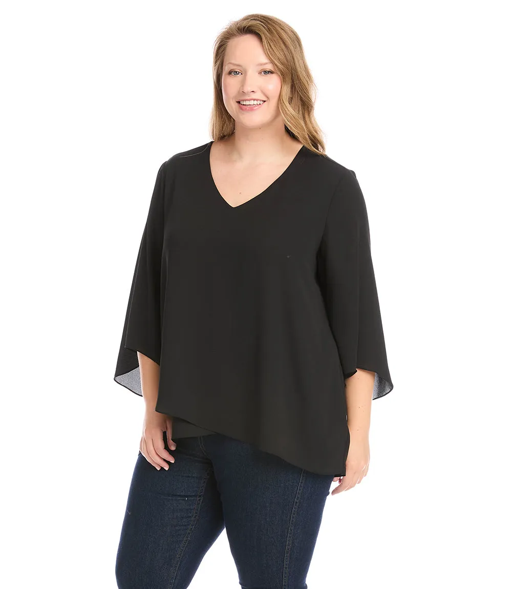 Plus Size Bracelet Sleeve Asymmetric Top