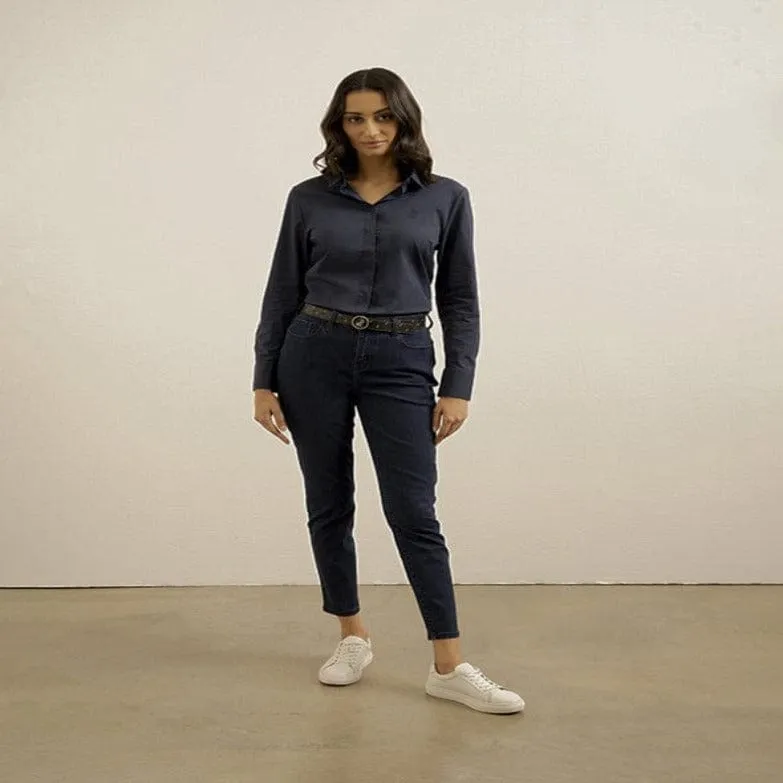 Polo Ladies Long Sleeve Basic Shirt Navy