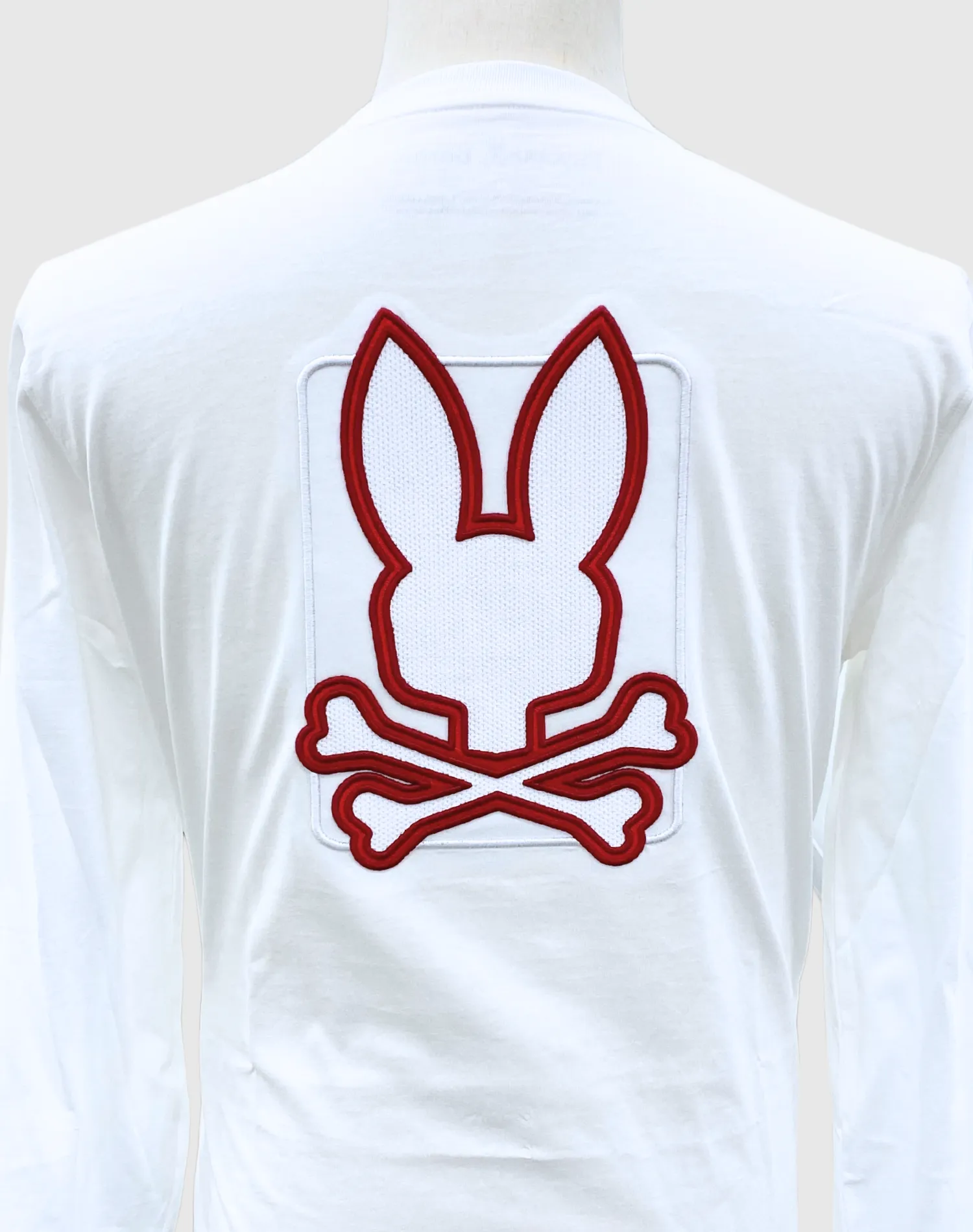 Psycho Bunny Pierce Long Sleeve Embroidered Back Tee - White & Red