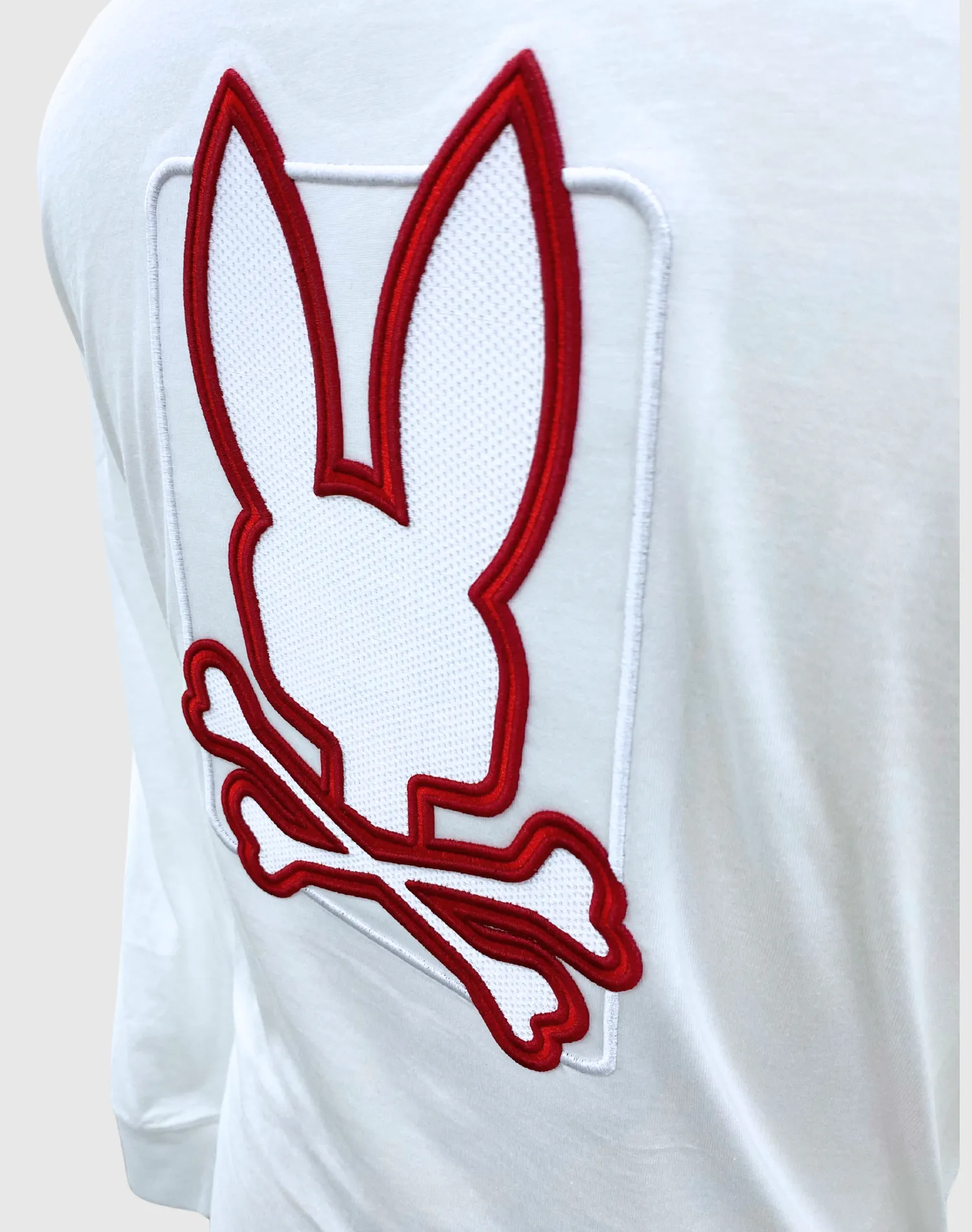 Psycho Bunny Pierce Long Sleeve Embroidered Back Tee - White & Red