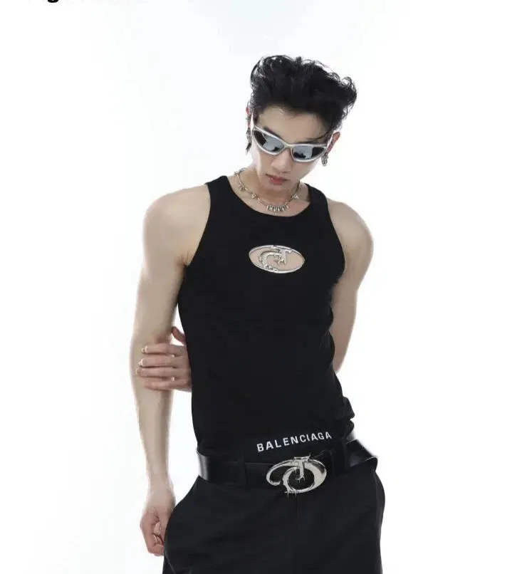 Punk Metal Hollow Pattern Sleeveless Vest