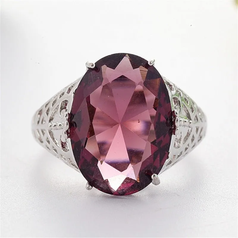 Purple Alexandrite Engagement Ring Art Deco Women's Wedding Jewelry