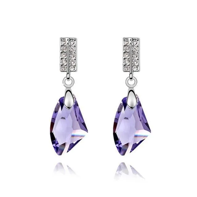 Purple Gemstone Stud Earrings 925 Sterling Silver Women's Wedding Jewelry
