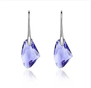 Purple Gemstone Stud Earrings 925 Sterling Silver Women's Wedding Jewelry