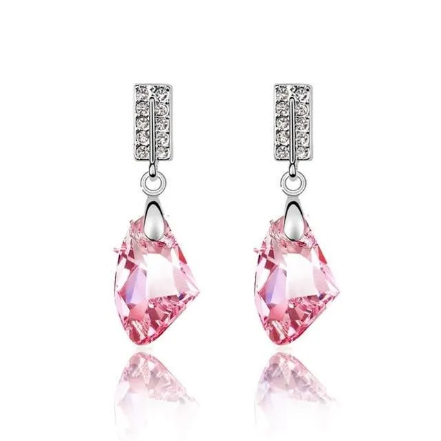 Purple Gemstone Stud Earrings 925 Sterling Silver Women's Wedding Jewelry