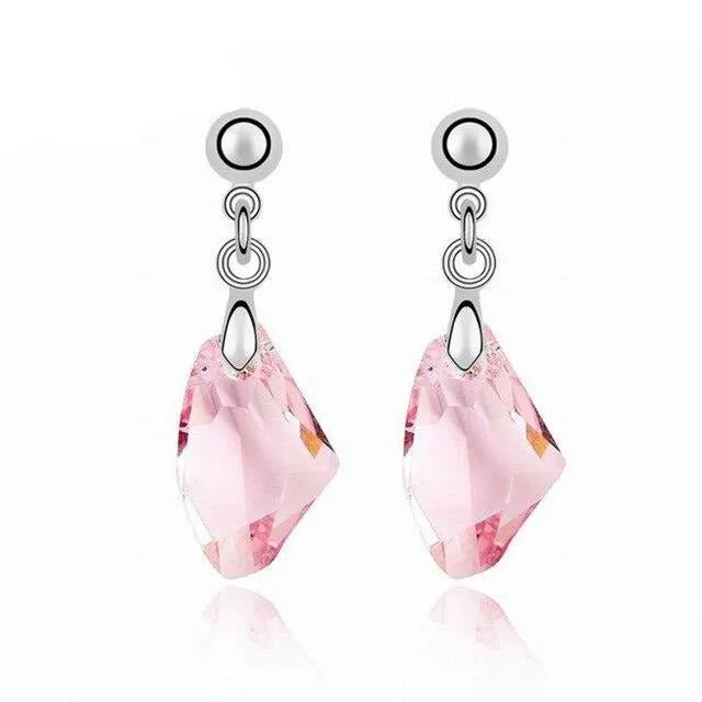 Purple Gemstone Stud Earrings 925 Sterling Silver Women's Wedding Jewelry