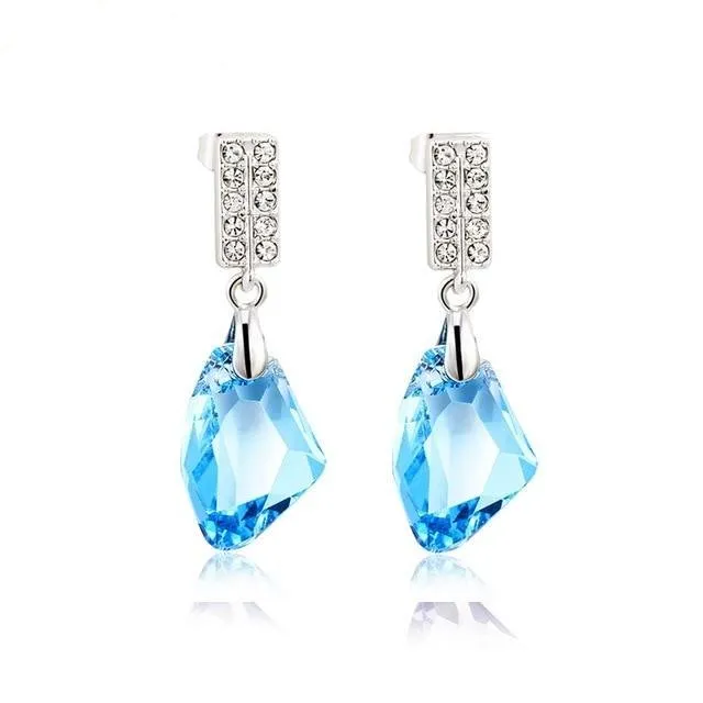 Purple Gemstone Stud Earrings 925 Sterling Silver Women's Wedding Jewelry