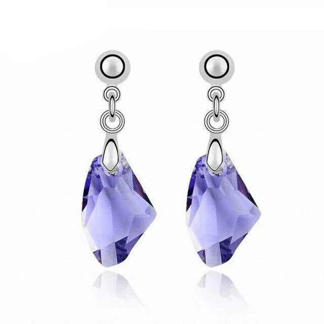 Purple Gemstone Stud Earrings 925 Sterling Silver Women's Wedding Jewelry