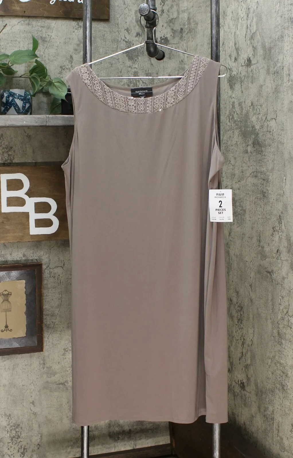 R&M Richards Women's Plus Size Embellished Shift Dress