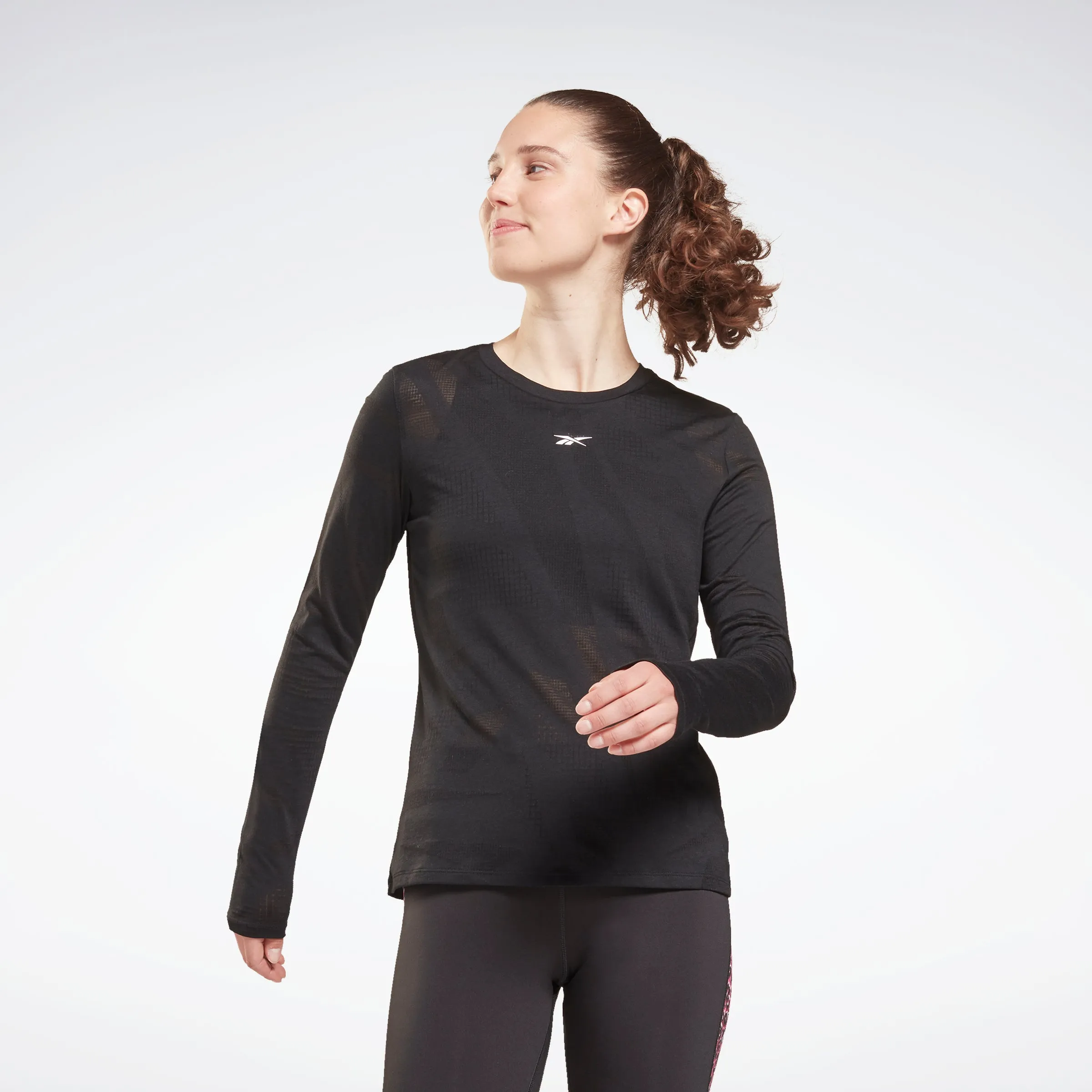 Reebok Apparel Women Burnout Long-Sleeve Top Long-Sleeve Top Black