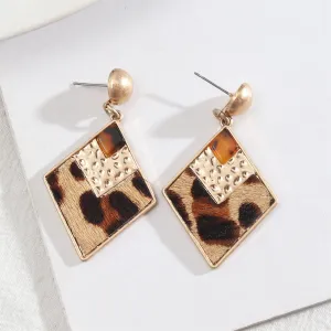 Resin & Polystyrene 18K Gold-Plated Leopard Print Rhombus Dangle Earring